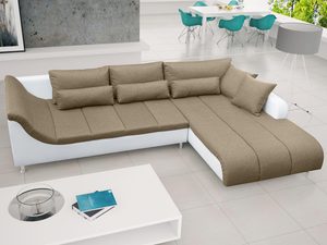 Miniaturka 5 - Duży Narożnik z Poduszkami capuccino-biały aranżacja NOEL