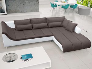 Miniaturka 7 - Duży Narożnik z Poduszkami brązowy-biały NOEL