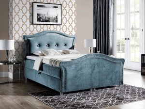 Miniaturka 5 - Łóżko Pikowane Z Diamentami niebieskie aranżacja Bedran