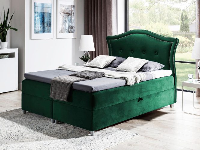 Łóżko Glamour Tapicerowane aranżacja zieleń Bedran