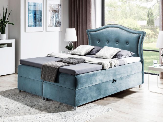 Łóżko Glamour Tapicerowane aranżacja błękit Bedran