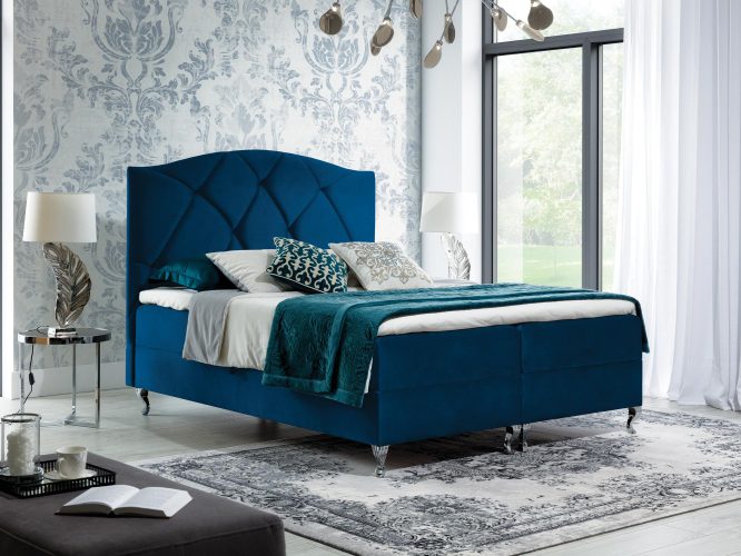 Łóżko luksusowe kontynentalne niebieski aranżacja ANTONIO