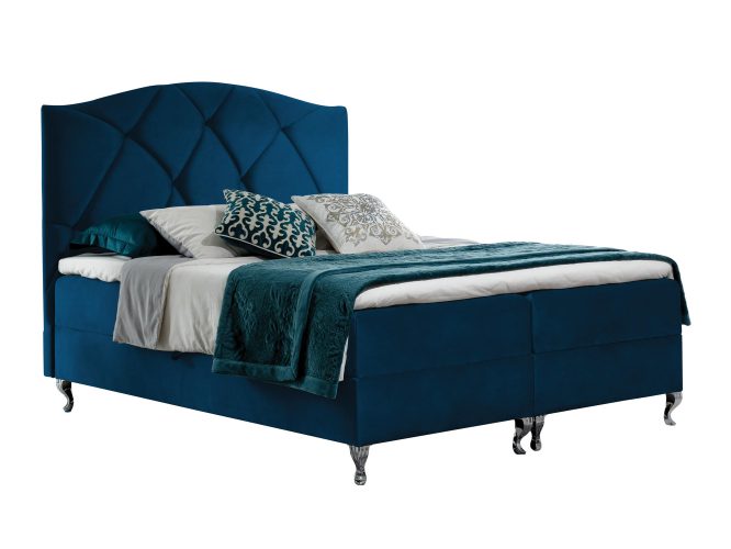 Łóżko luksusowe kontynentalne niebieski białe tło ANTONIO