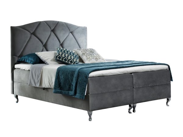 Łóżko luksusowe kontynentalne szare białe tło ANTONIO