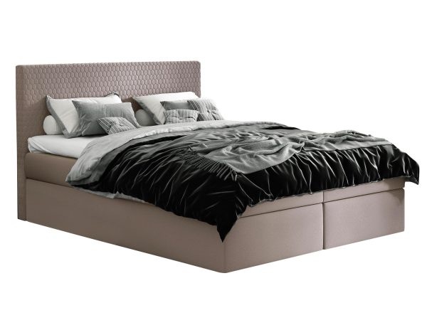 Nowoczesne Łóżko Sypialniane beżowe białe tło LOREN