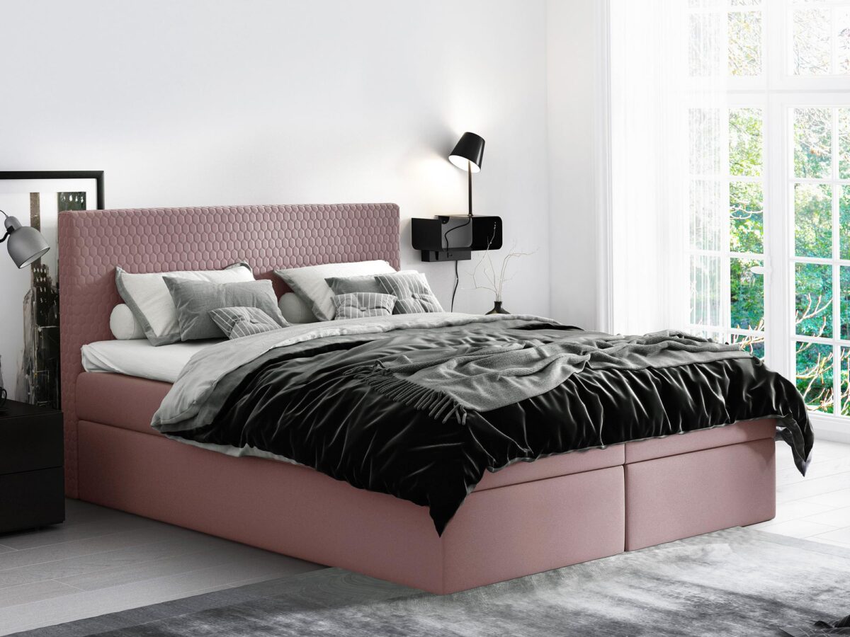 Nowoczesne Łóżko Sypialniane różowe aranżacja LOREN
