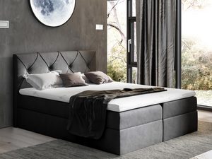 Miniaturka 5 - Łóżko kontynentalne czarne aranżacja CASEY