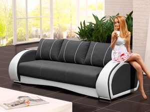 Miniaturka 3 - Sofa młodzieżowa rozkładana szaro-biała aranżacja ARUBA