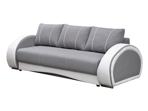 Sofa młodzieżowa rozkładana szaro-biała białe tło ARUBA