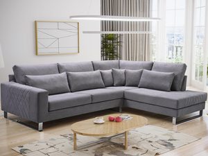 Miniaturka 6 - Narożnik z Zagłówkami Nóżkami Chrom szary aranżacja CHARLES