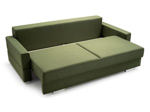 Miniaturka 4 - Sofa Rozkładana Dwuosobowa butelkowa zieleń rozłożona pojemnik FABIANO