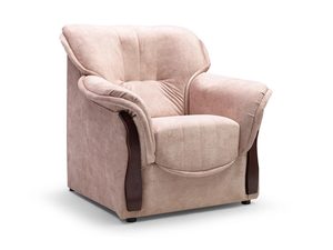 Miniaturka 8 - Klasyczny fotel tapicerowany – tkanina beżowa, drewniane elementy