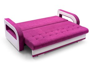 Miniaturka 7 - Kanapa różowo-biała rozłożona OLYMPEA + PUFA