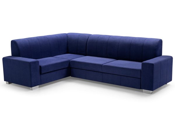 Narożnik do Salonu z Funkcją Spania fioletowy białe tło BLAZE + PUFA