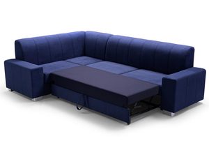 Miniaturka 6 - Narożnik do Salonu z Funkcją Spania fioletowy rozłożony BLAZE + PUFA