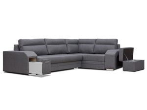 Miniaturka 13 - Narożnik z Pufą i Schowkiem ciemno szary FELICIA