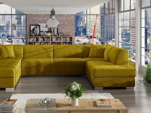 Miniaturka 4 - Narożnik 340x220 w kształcie U miodowy aranżacja SARAH U