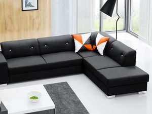 Miniaturka 6 - Narożnik z schowkiem na pościel czarny aranżacja JAMES