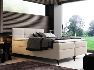 Miniaturka 3 - Łóżko welurowe na nóżkach kremowe aranżacja VULCANO