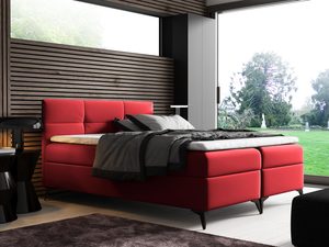 Miniaturka 5 - Łóżko welurowe na nóżkach czerwone aranżacja VULCANO