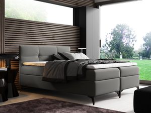 Miniaturka 7 - Łóżko welurowe na nóżkach szare aranżacja VULCANO