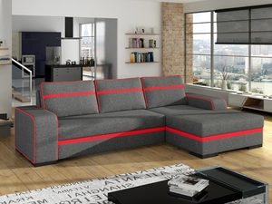 Miniaturka 6 - Nowoczesny narożnik z poduszkami szary-czerwony aranżacja SUSAN