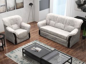 Miniaturka 7 - Fotel + sofa do salonu kremowe aranżacja ELVIS