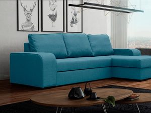 Miniaturka 9 - Klasyczny narożnik z poduszkami turkusowy aranżacja CINDY