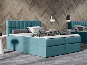 Miniaturka 1 - Kontynentalne łóżko do sypialni turkusowe aranżacja TRIXO