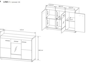 Miniaturka 2 - Nowoczesna komoda wymiary DOMINGO