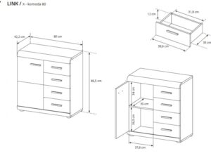 Miniaturka 1 - Stylowa komoda 80 wymiary DOMINGO