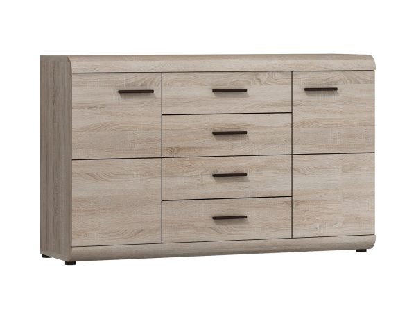 Funkcjonalna komoda 140 dąb sonoma białe tło DOMINGO