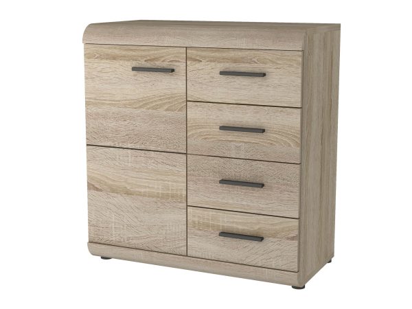 Stylowa komoda dąb sonoma białe tło DOMINGO