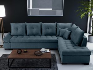 Miniaturka 7 - Wygodny narożnik z poduszkami turkusowy aranżacja NAOMI