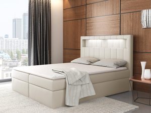 Miniaturka 2 - Łóżko kontynentalne z LED kremowe aranżacja ANDREA