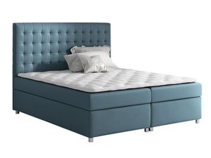 Miniaturka 1 - Łóżko kontynentalne pikowane oparciem niebieskie białe tło GEORGE