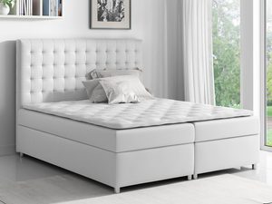 Miniaturka 5 - Łóżko kontynentalne pikowane oparcie białe aranżacja GEORGE