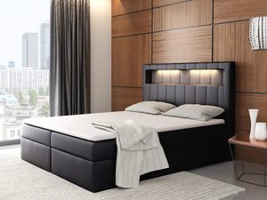 Miniaturka 7 - Łóżko kontynentalne z LED czarne aranżacja ANDREA