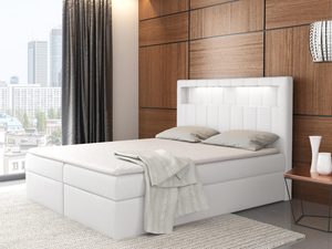 Miniaturka 3 - Łóżko kontynentalne z LED białe aranżacja ANDREA