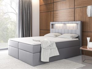 Miniaturka 4 - Łóżko kontynentalne z LED jasny szary aranżacja ANDREA