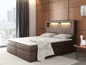 Miniaturka 5 - Łóżko kontynentalne z LED brązowe aranżacja ANDREA