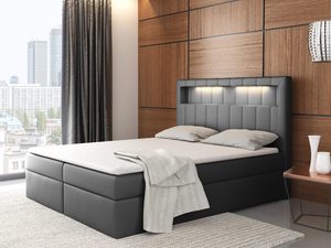 Miniaturka 6 - Łóżko kontynentalne z LED szare aranżacja ANDREA