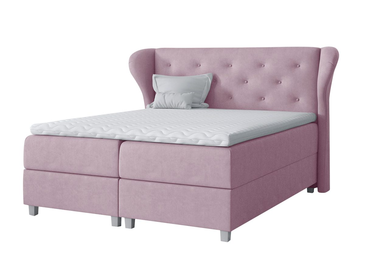 Różowe Łóżko Tapicerowane VENICE