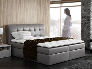 Miniaturka 4 - Łóżko kontynentalne szare aranżacja GABRIELE