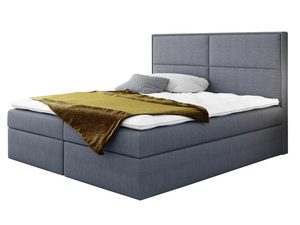 Miniaturka 4 - Grafitowe łóżko kontynentalne tapicerowane z wysokim panelowym zagłówkiem