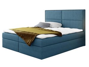 Miniaturka 3 - Turkusowe łóżko kontynentalne z panelowym zagłówkiem na białym tle