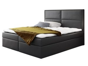 Miniaturka 1 - Grafitowe łóżko kontynentalne ekoskóra z panelowym prostym zagłówkiem