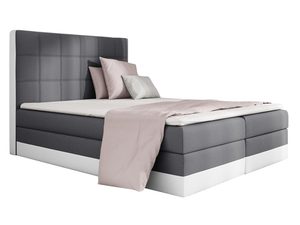 Miniaturka 1 - Łóżko kontynentalne szaro-białe z prostym zagłówkiem