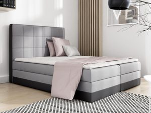 Miniaturka 10 - Szaro-grafitowe łóżko kontynentalne z prostym zagłówkiem w sypialni