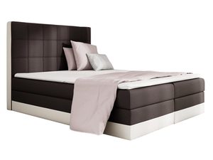 Miniaturka 6 - Brązowo-białe łóżko kontynentalne z prostym zagłówkiem